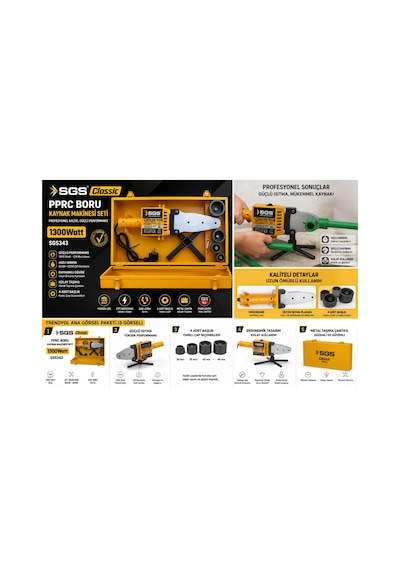 Sgs Sgs343 Classic Pprc Boru Kaynak Makinesi Seti 1300w