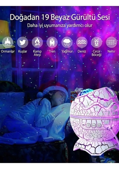 Durukar Bluetooth Hoparlörlü Rgb Gece Lambası Dinazor Yumurtası Işıklı, Uzaktan Kumandalı Dekor Lamba