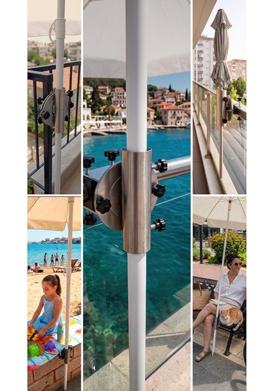 Xmlbayiciniz 360 Ayarlanabilir Paslanmaz Çelik Şemsiye Ve Boru Tutucu Bağlantı Aparatı, Balkon, Tekne Ve Park Hâlindeki Motos Çok Renkli
