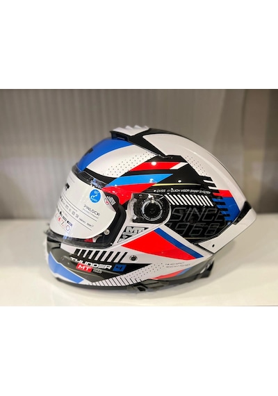 Kask Mt Thunder 4 Sv Luminence A7 Parlak Beyaz/mavi/kırmızı Çok Renkli