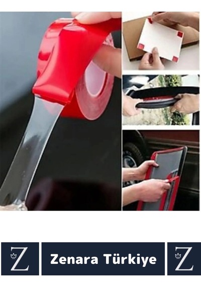 Premium Nano Teknoloji Güçlü Tamir Cam İç Dış Mekan Montaj Çift Taraflı Şeffaf Bant 1.5 Mt X 10 Adet