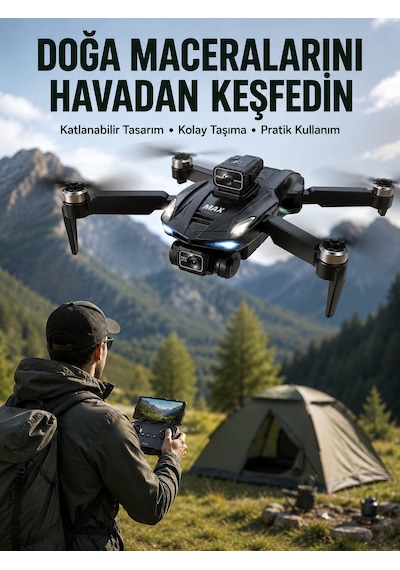 Canlı Görüntü Aktarımlı Çift Kameralı Uzaktan Kumandalı Drone - Lisinya