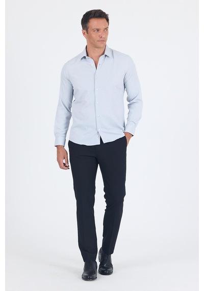 İmza Siyah Uzun Kol Sert Yaka Cepsiz Slim Fit Pamuklu Gömlek 1004250225 Siyah