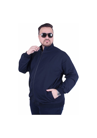 Starbattal Büyük Beden Basic Mevsimlik Fermuarlı Sweatshirt 22750 Lacıvert Lacivert