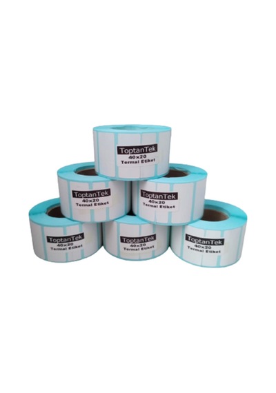 40x20 Termal Etiket G.40 Mm Y.20 Mm Bir Rulo 1000 Adet Etiket Tam Metraj Toplam 6 Rulo