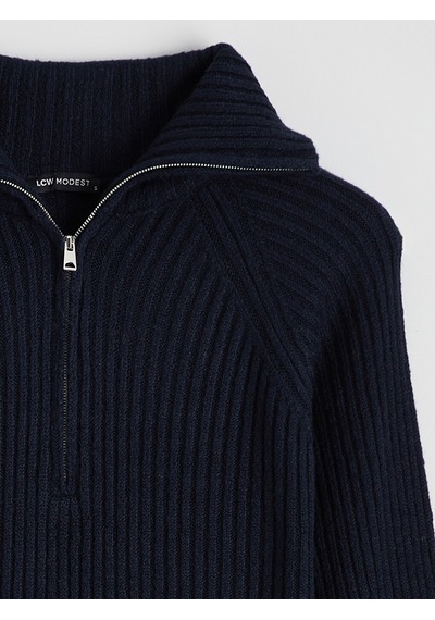 Lcw Modest Lacivert Polo Yaka Triko Elbise