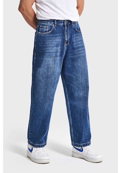 Itsbasic Erkek Koyu Mavi Renk 3w5-5 Loose Baggy Fit Bol Kesim Cep Nakış Detaylı Denim Jean Itsbasic Erkek Koyu Mavi Renk 3w5-5 Loose Baggy Fit Bol Kesim Cep Nakış Detaylı Denim Jean