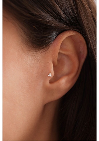 14 Ayar Altın Taşlı Trian Tragus Küpe