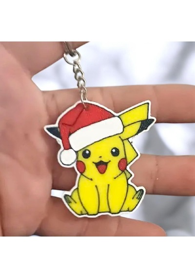Pikachu Yılbaşı Sevimli Figür Karakter Anahtarlık Çok Renkli