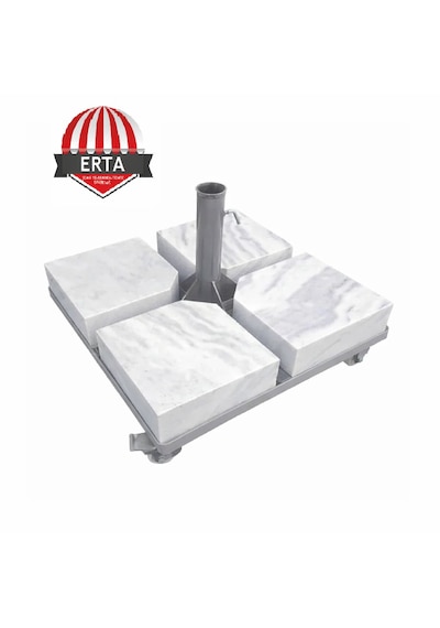 60 Cm X 60 Cm Mermerli Şemsiye Ayağı Altlığı Tekerlekli Stoplu Tüm Şemsiyelere Uyumludur Açık Gri
