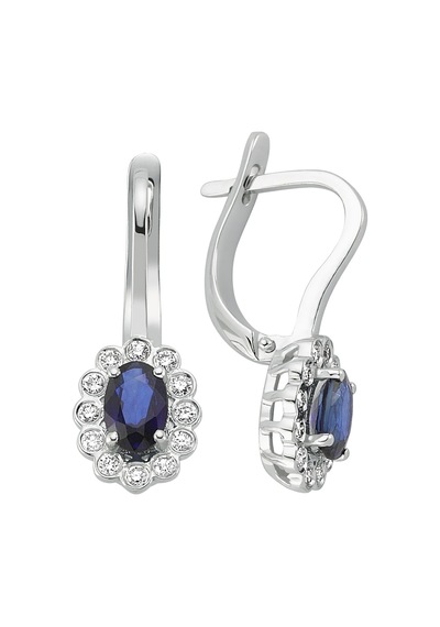 Sirius Pırlanta Ve Oval Safir Taşlı Anturaj Küpe  0817E0016