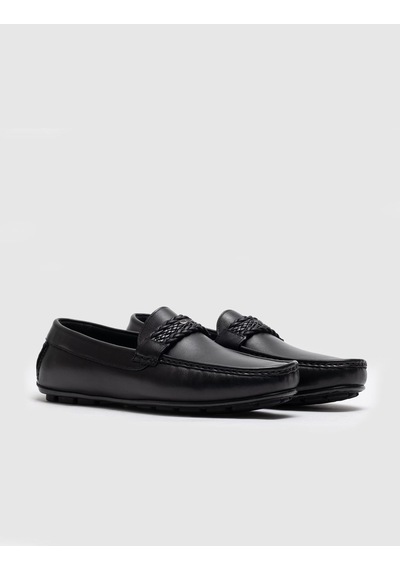 Cabani Hakiki Deri Siyah Tokalı Erkek Loafer - 42