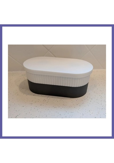 Bezos 3d Baskı İki Rulo Tuvalet Kağıdı Saklama Kutusu Kapaklı Çizgili Banyo Organizeri Minimalist - Beyaz Kapak Nıda