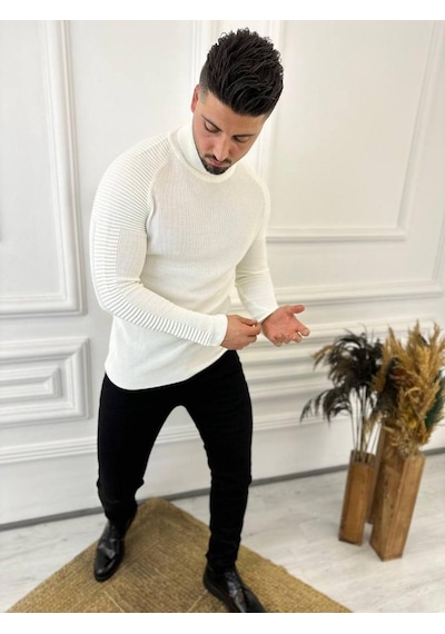 Elku Moda Kazak Naturel Pamuk Triko Boğazlı Balıkçı Yaka Kazak Beyaz Elku Moda Kazak Naturel Pamuk Triko Boğazlı Balıkçı Yaka Kazak Beyaz