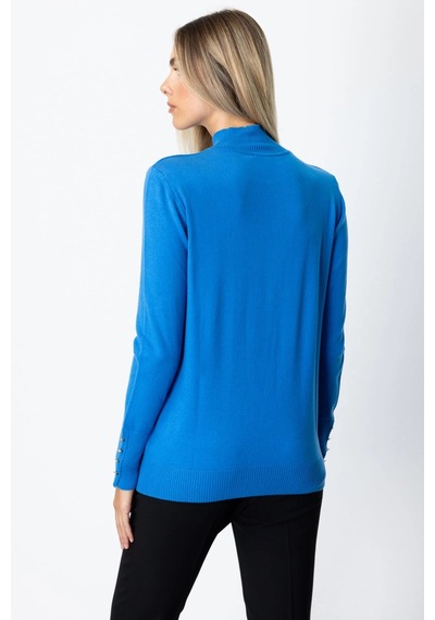 On Fashion Kadın Dik Yaka Basic Mavi Kazak 63514 Mavi