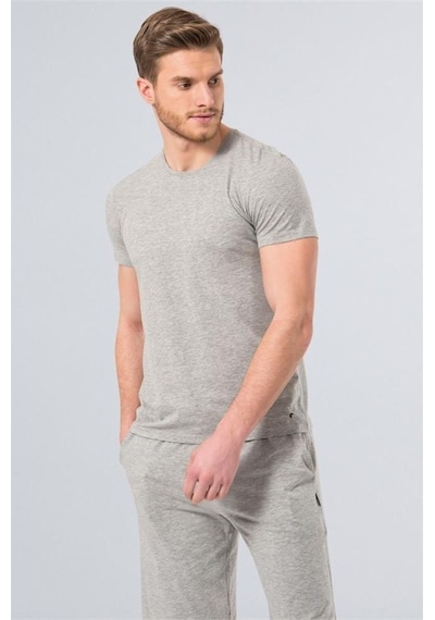 Cacharel 1331 O Yaka Kısa Kollu Erkek T-shirt - Gri Melanj Gri Melanj