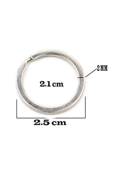 Zincirsiz Boş Yassı Model Anahtarlık Halkası 2.5 Cm 1000 Adet Gümüş Gümüş
