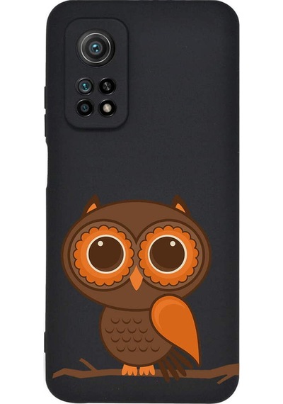 Xiaomi Mi 10t Pro İle Uyumlu Baykuş 0214a Tasarımlı Siyah Lansman Silikon Kılıf Çok Renkli