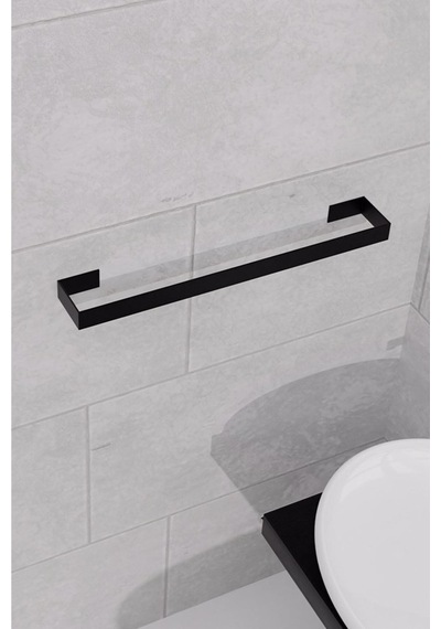 Dione Store Metal Parlak Siyah Metal Havluluk, Yapışkanlı Tasarım, Banyo Askısı Gri