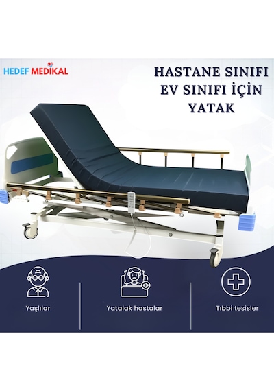 3 Motorlu Abs Tabanca Korkuluklu Hasta Karyolası