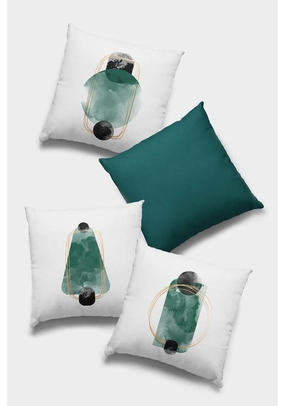 Zümrüt Modern Çift Taraflı 4'lü Set Kırlent Kılıfı 4kr048n11 Zümrüt Yeşili