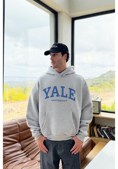 Flaw Yale Baskılı Hoodie Gri Gri