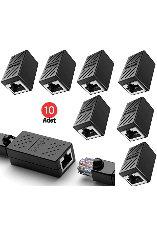 10 Adet Gigabit Destekli Rj45 Dişi Dişi Cat5/6/7/8 Ethernet Lan Ağı Birleştirici Aparatı 10pcs Internet Kablo Uzatıcı