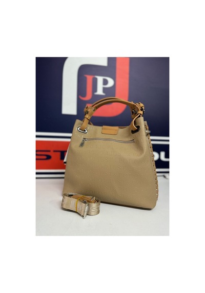 Just Polo Kadın Kum Taba Kabartma Desenli Mıknatıslı Çıtçıt Kapama El Çantası Omuz Askısıyla 4031mh Kum - Taba 47506364