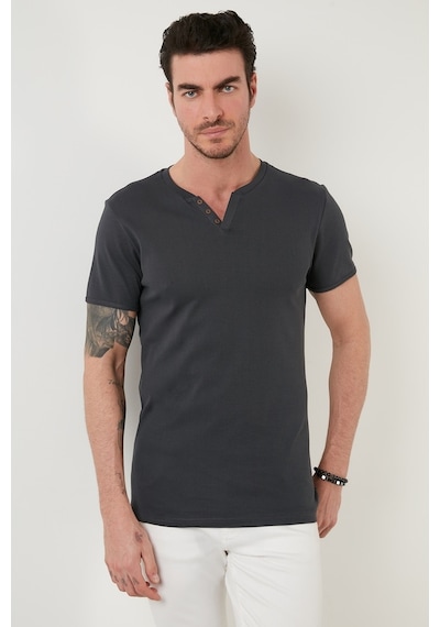 Buratti Pamuklu V Yaka Slim Fit Erkek T Shirt 5902122 Antrasit