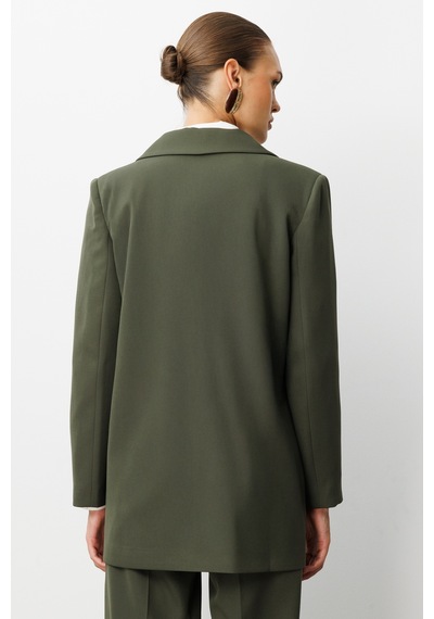 Mizalle Oversize Haki Kruvaze Blazer Ceket Haki
