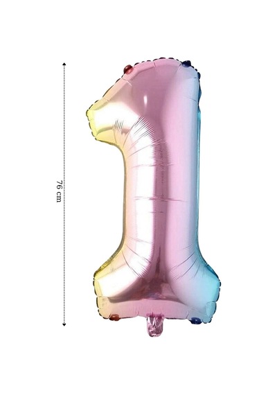 Folyo Balon 1 Rakamı Helyum 76 Cm Balon Gökkuşağı Çok Renkli