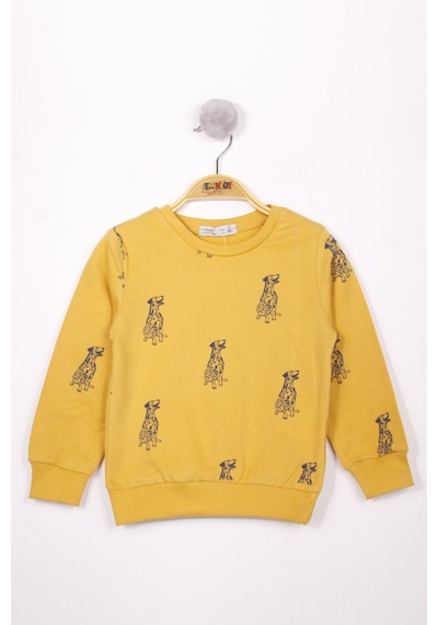 Toontoy Kids Toontoy Erkek Çocuk Köpek Baskılı Sweatshirt Hardal