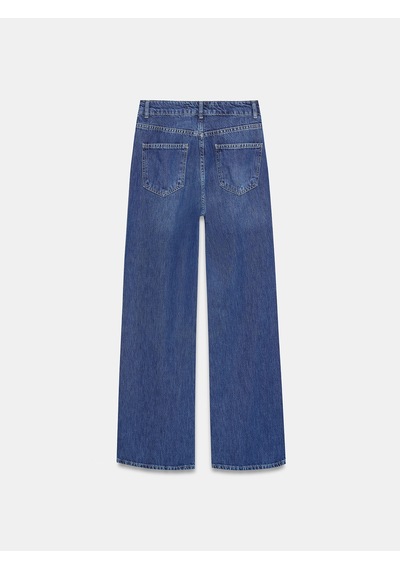 Dilvin 72293 Yüksek Bel Wide Leg Jean-mavi Mavi