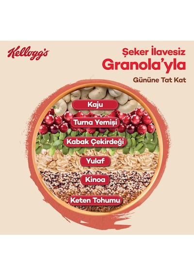 Kellogg's Şeker İlavesiz Turna Yemişi Kabak Çekirdeği ve Kajulu Granola 250 G