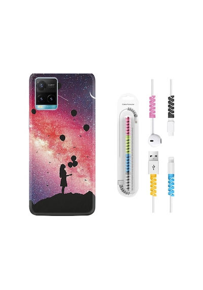 Vivo Y33S Kılıf Kablo Koruyuculu Flowers Cat 2 1349