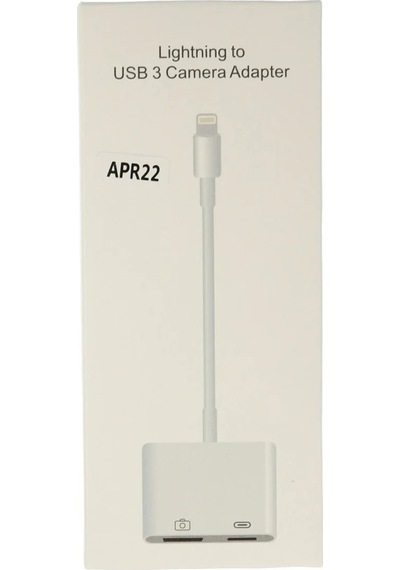 Apr22 Apple Uyumlu iPhone Otg 2in1 - Beyaz Diğer