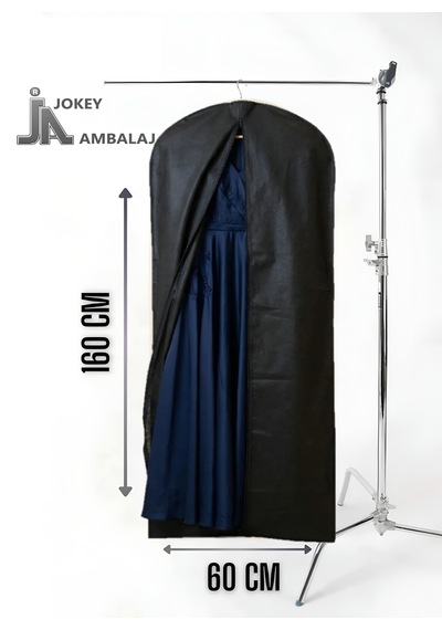 Jokey Ambalaj Fermuarlı Dolapiçi Gamboç Kıyafet,takım Elbise,abiye Ve Gelinlik Kılıfı 60x160cm Renk Seçenekli Siyah