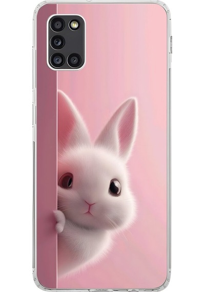 Samsung Galaxy A31 Uyumlu Şeffaf Kılıf 5 Peluş Tavşan Tasarımlı