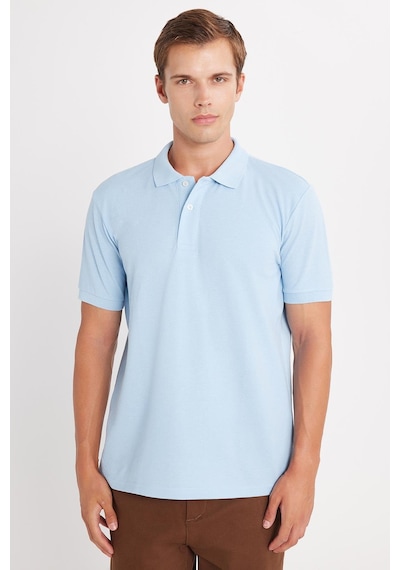 Tudors Erkek Regular Fit Klasik Kesim Pamuklu Yumuşak Dokulu Serin Tutan Kumaş Düz Mavi Polo Yaka Tişört-34999 Mavi