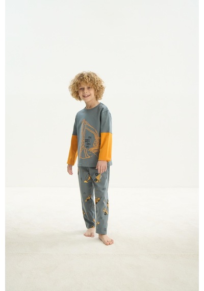 Sevim Erkek Çocuk Uzun Kol Yeşil Pijama Takım C4t2n7o8 001