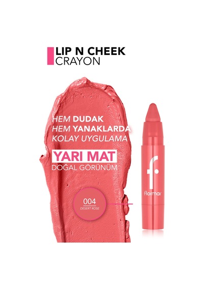Lip & Cheek Yüksek Pigmentli Kremsi Yarı Mat Bitişli Crayon 8682536121514 004desertrose