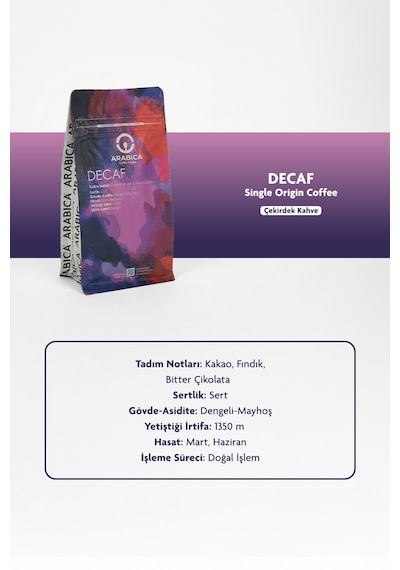 Kafeinsiz Öğütülmüş Kahve 250g Decaf Arabica Kahve V60