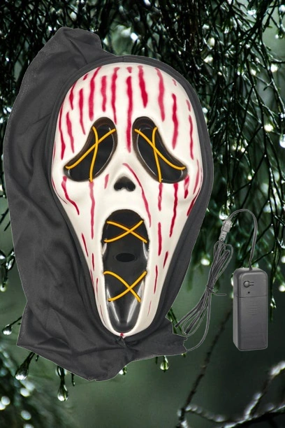 Halloween Maske Çığlık Neon Model Lüks Pilli Ark.t Diğer