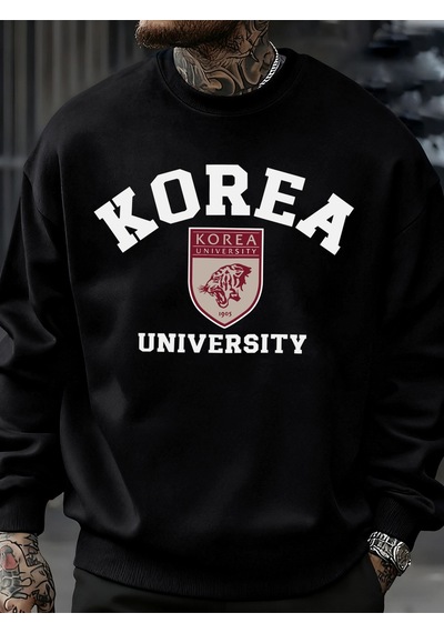 Startmore Startmorekore Üniversitesi Desen Erkekler Kazak Sonbahar Hip Hop Kazaklar Gevşek Moda Unisex Tişörtü Y Siyah
