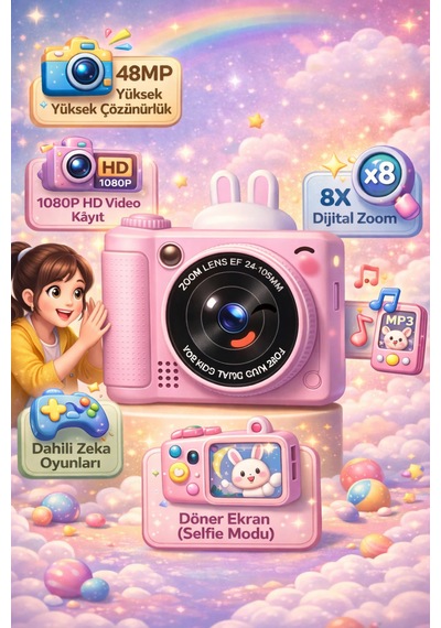 1080p Hd Video Ve 48mp Çözünürlüklü Döner Ekranlı Hem Eğlence Hem Yaratıcılık 8x Zoom & Hd Video Kayıt