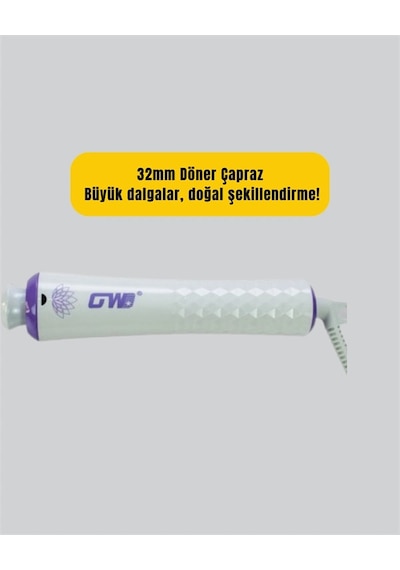 Gw 32mm Döner Başlıklı Saç Kıvırma Makinesi - Her An Her Yerde Profesyonel Şekillendirme