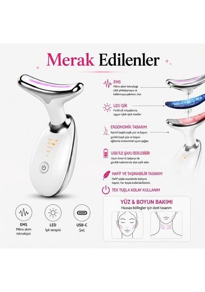 Yüz Bakım Cihazı Ems Led Teknolojili Şarjlı Yüz Ve Boyun Bakımı