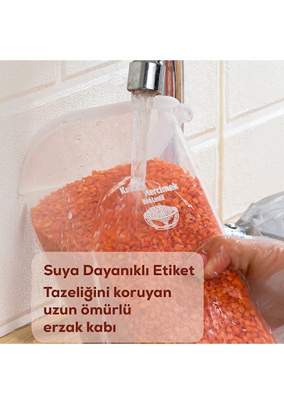 Porsima 5341 6lı Etiketli Kare Un Erzak Bakliyat Saklama Kabı Takımı Seti 1.70 Lt - Şeffaf