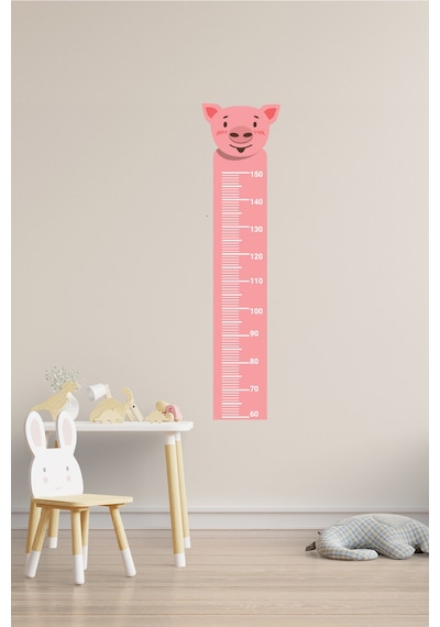 Sevimli Domuz Temalı Boy Ölçer Duvar Sticker