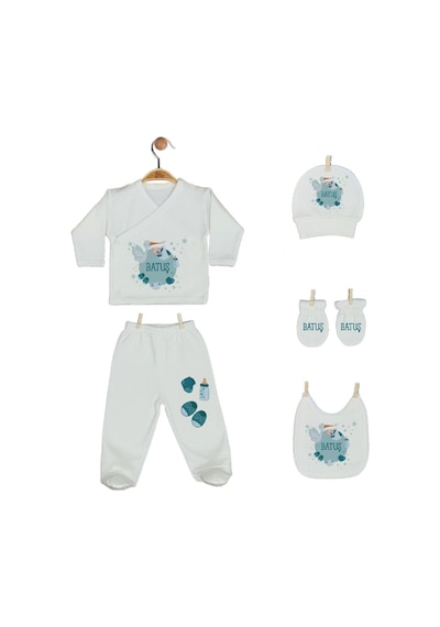 Pia Baby Gl 2004 İsme Özel Leylekli Yastık Zıbın Set Krem